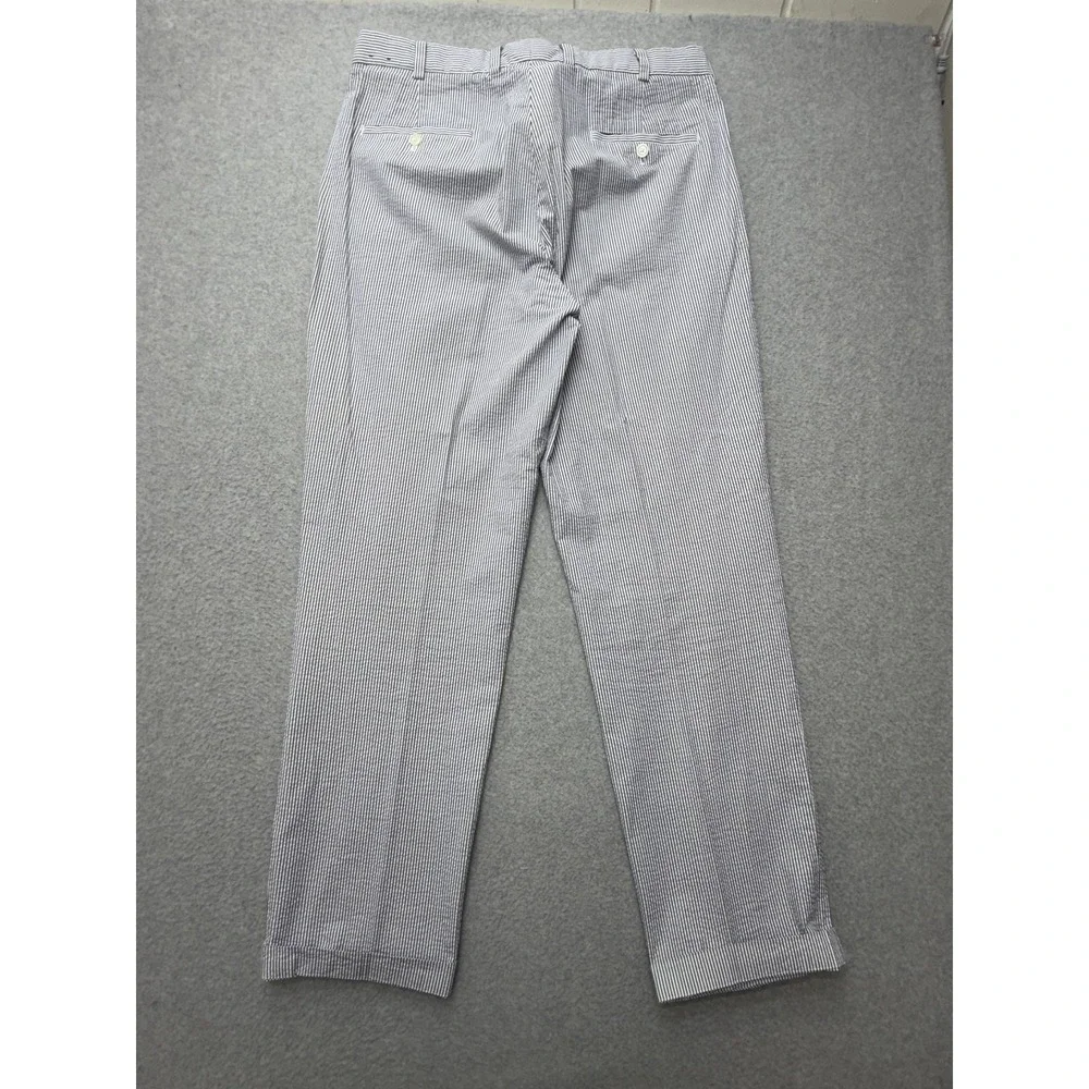 Brooks Brothers Pants Mens 36x34 Blue Stripe Seersucker Dress Clark Cuffed